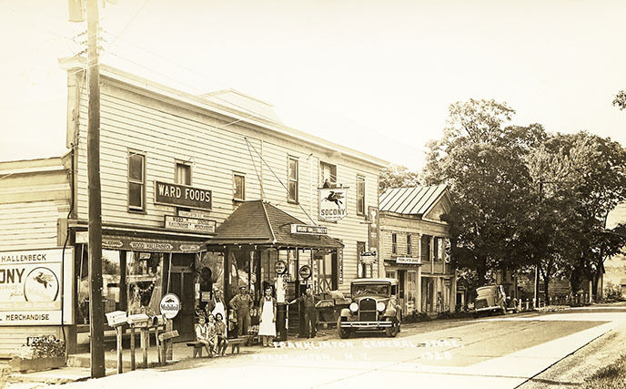 Franklinton NY General Store Mobil Socony Gas Grange Hall Busy View Print.jpg