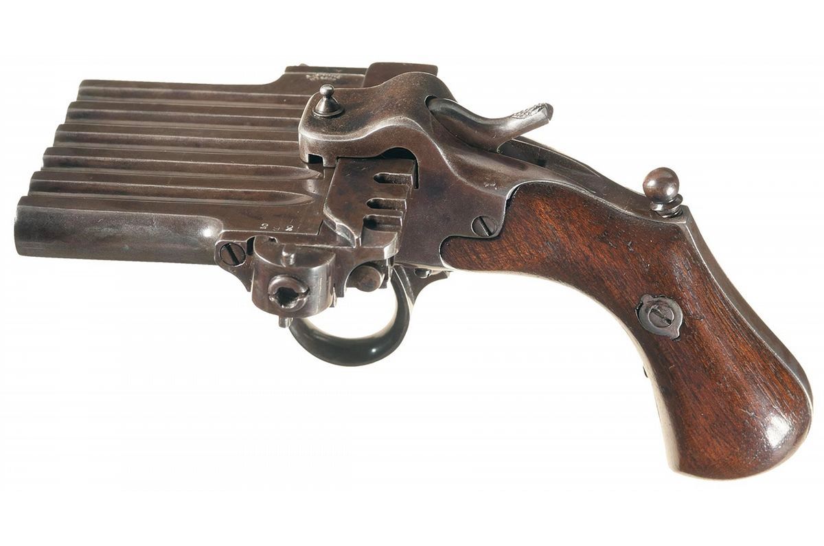 French Jarre Patent 10-Shot Double Action Pinfire Harmonica Pistol. 2.jpg