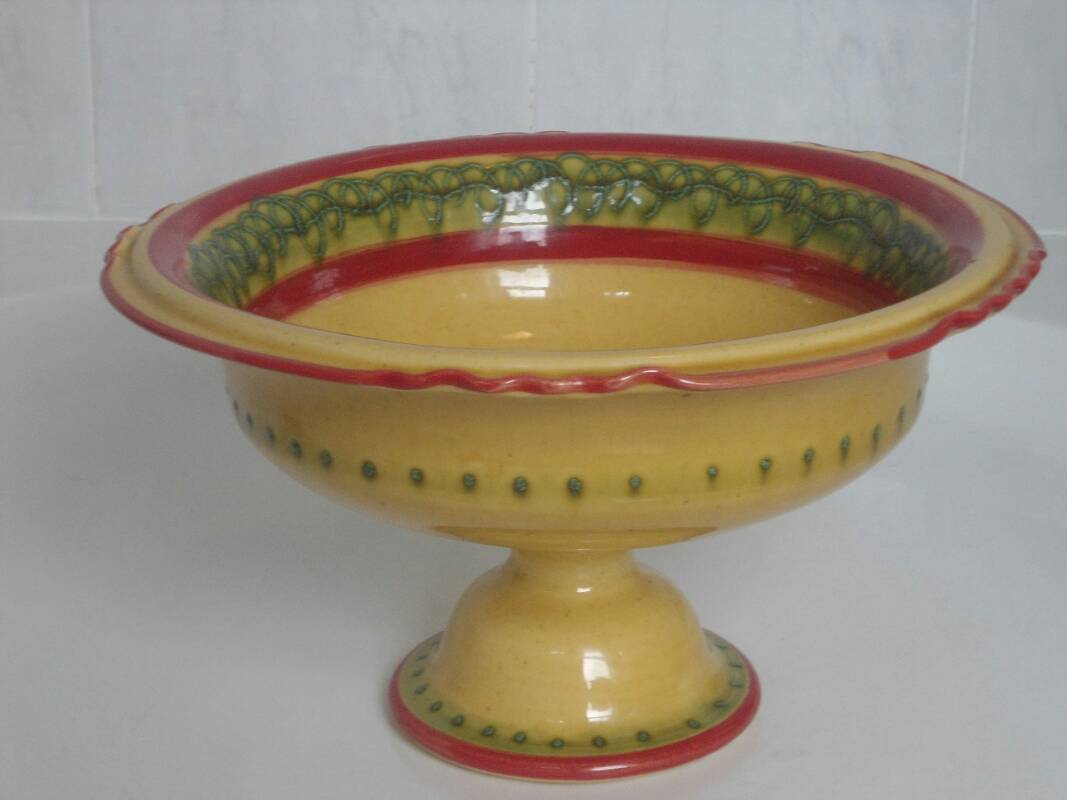 Vibrant footed fruit bowl origin Antiques Board