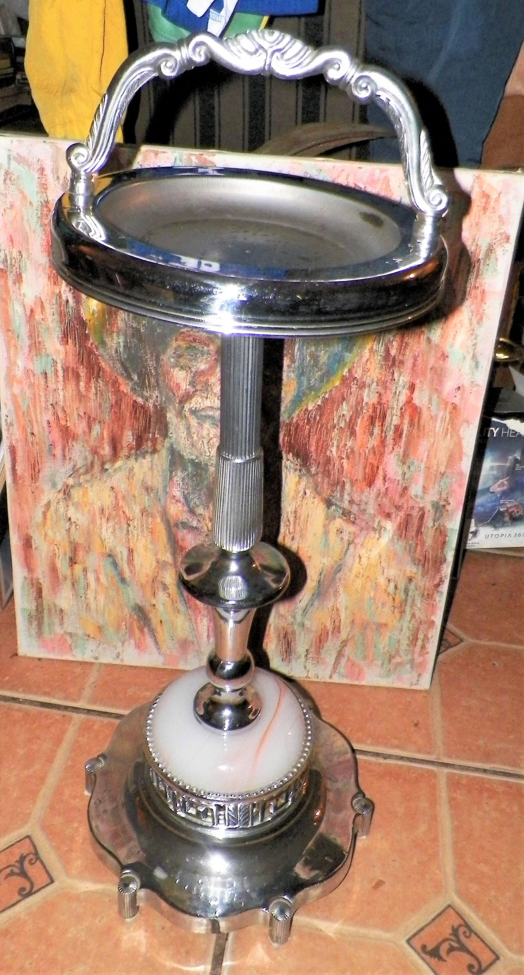 FURNITURE ASHTRAY CHROME STANDING FLOOR ASHTRAY DECO 1AA.JPG