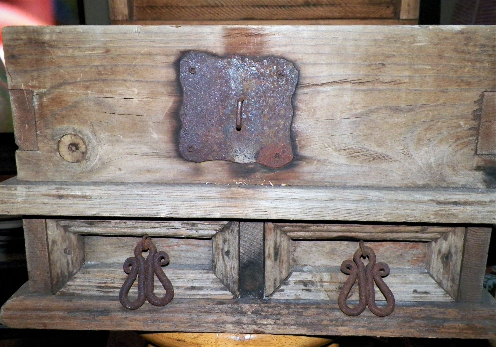 FURNITURE CHEST 2 STORY WOOD WROUGHT IRON 5AA.JPG