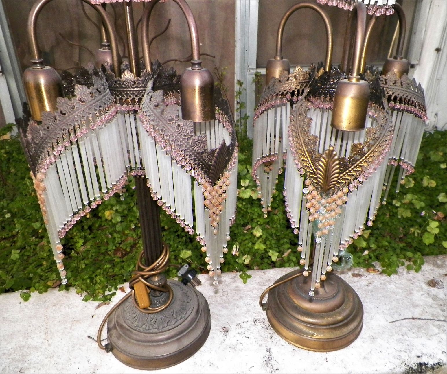 FURNITURE LAMP GERMANY PAIR GLASS CRYSTALS 3AAZZZ.jpg