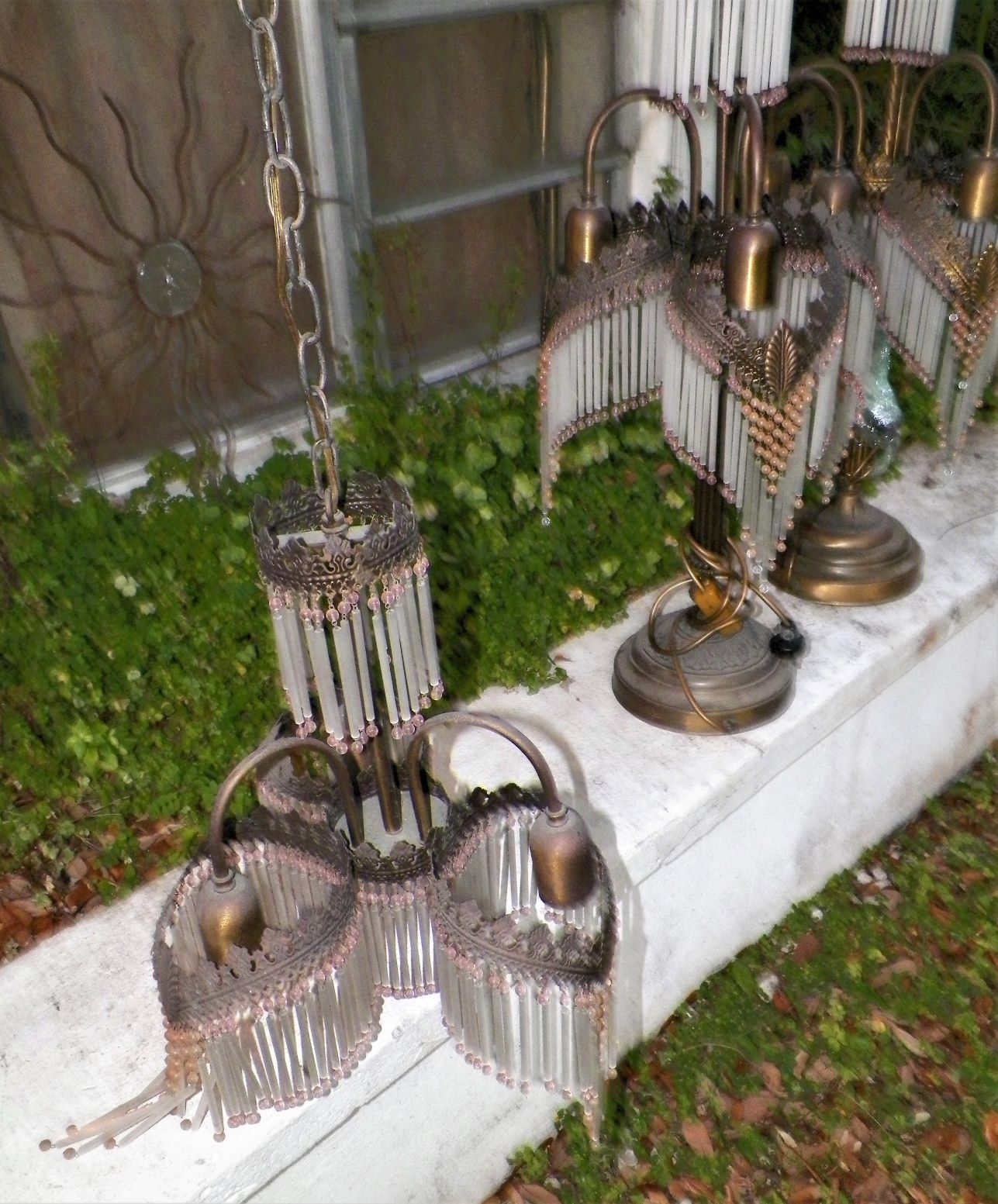 FURNITURE LAMP GERMANY PAIR GLASS CRYSTALS 6AAZZZ.jpg