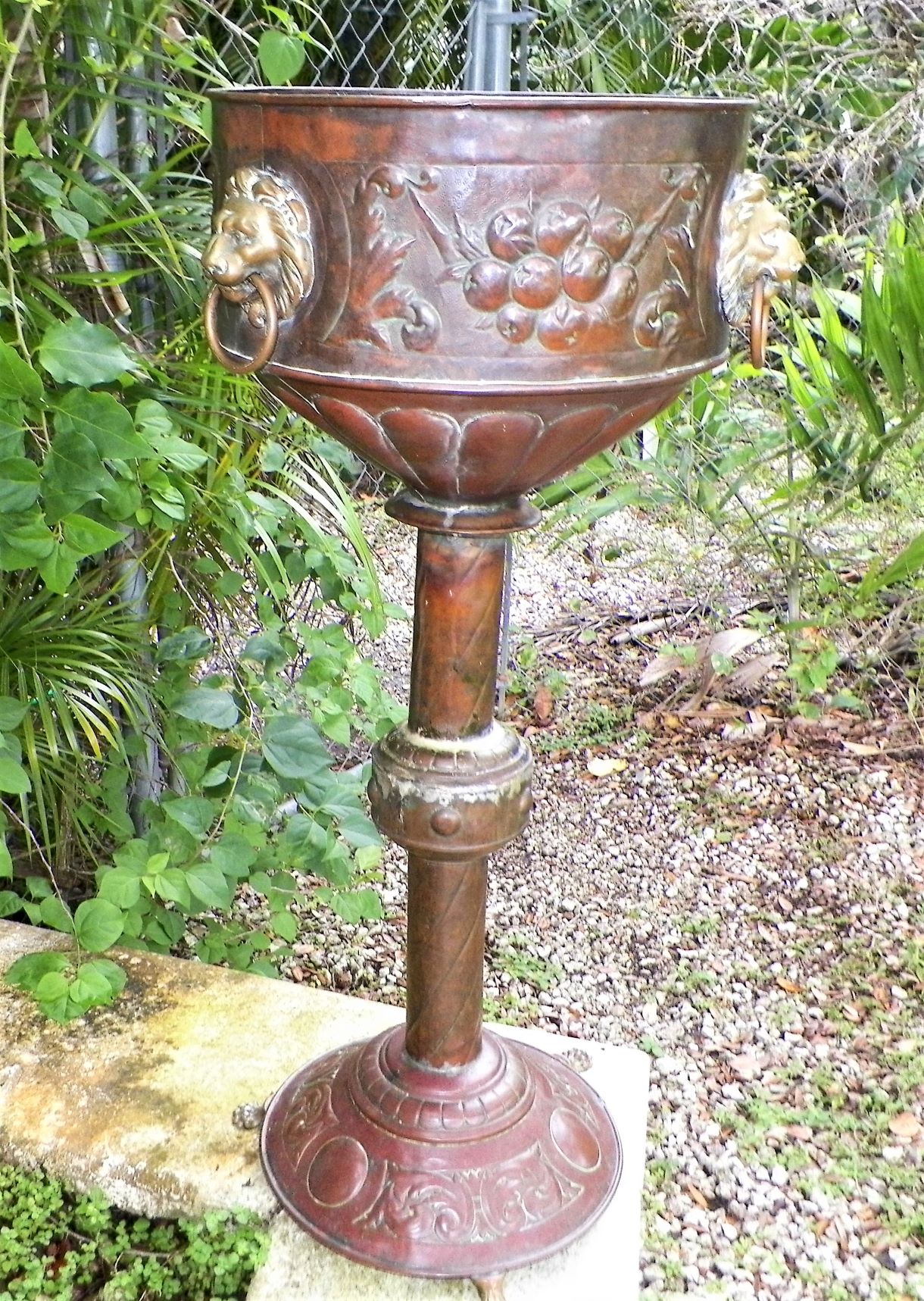 FURNITURE PLANT STAND BRASS COPPER 1AA.JPG