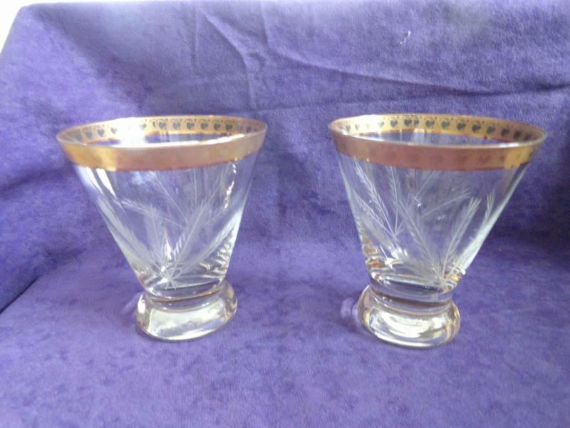 Wheat Etched Gold Trim Glasses ID Antiques Board