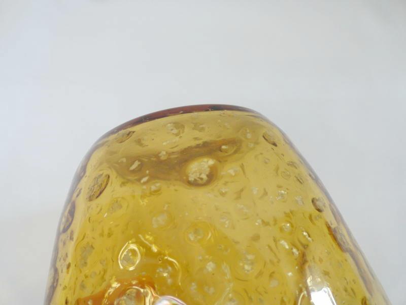 Pinched Gold/Amber Glass Vase with Gold Flakes Antiques Board