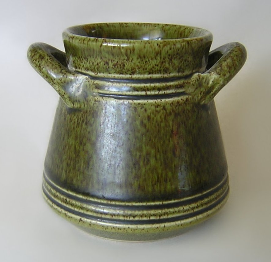 Green Sweedish Art Pottery Milk Can Miniature Vase Planter.jpg