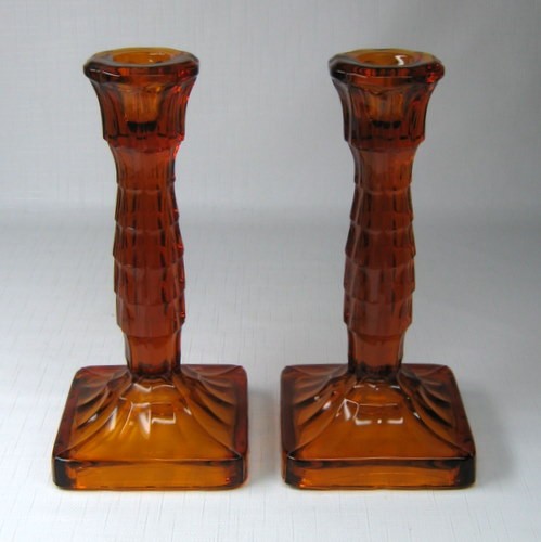 Amber Glass Candlesticks | Antiques Board