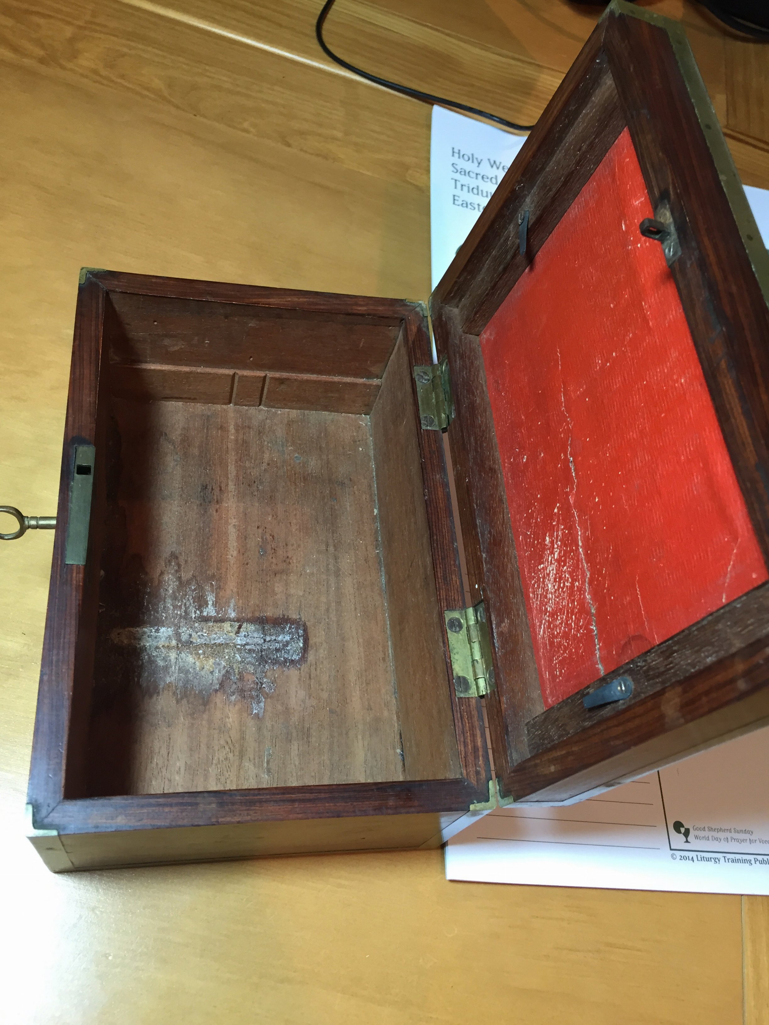 Brass Fitted Wooden Box Antiques Board