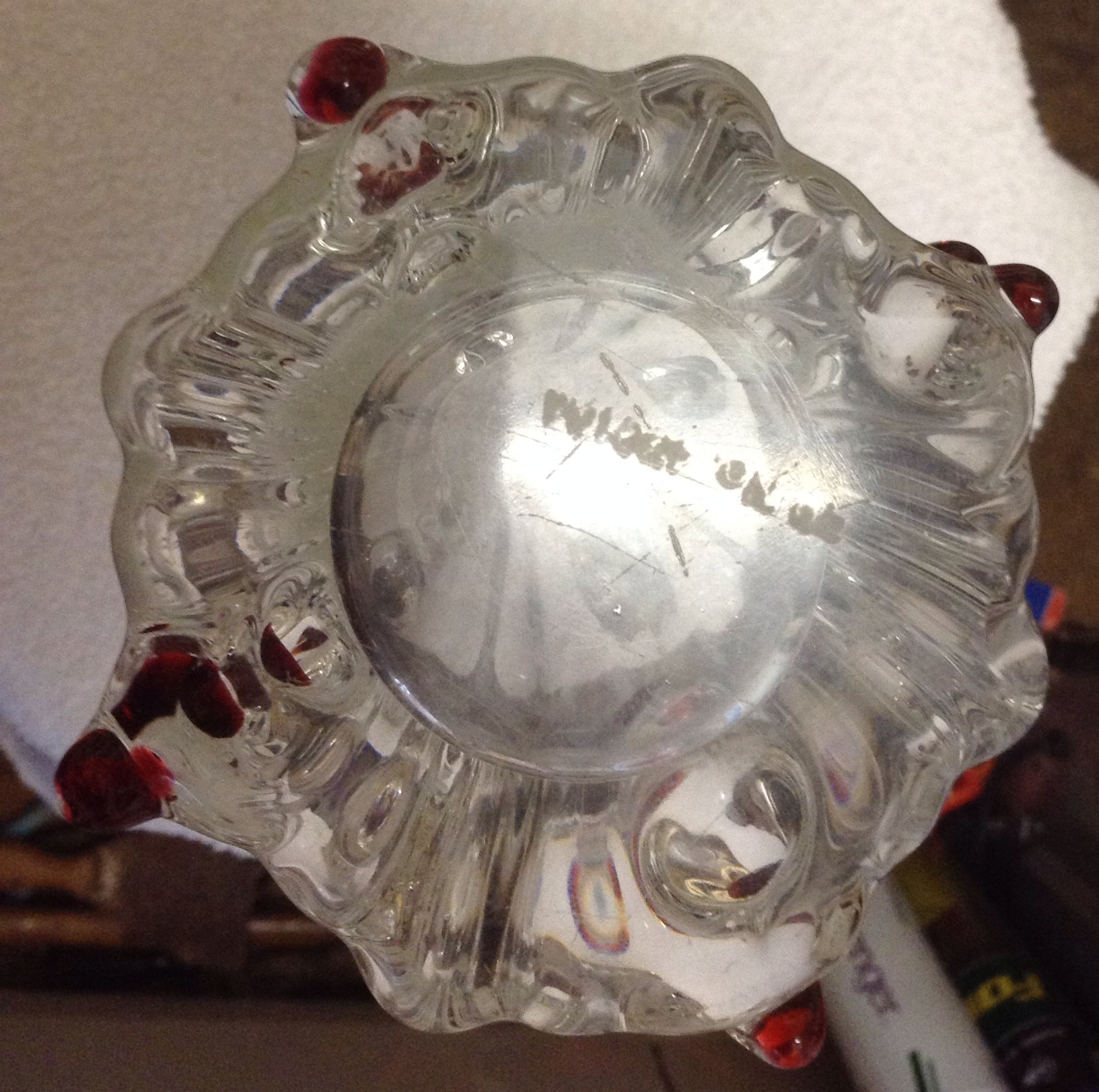 Glass vase signature. Antiques Board
