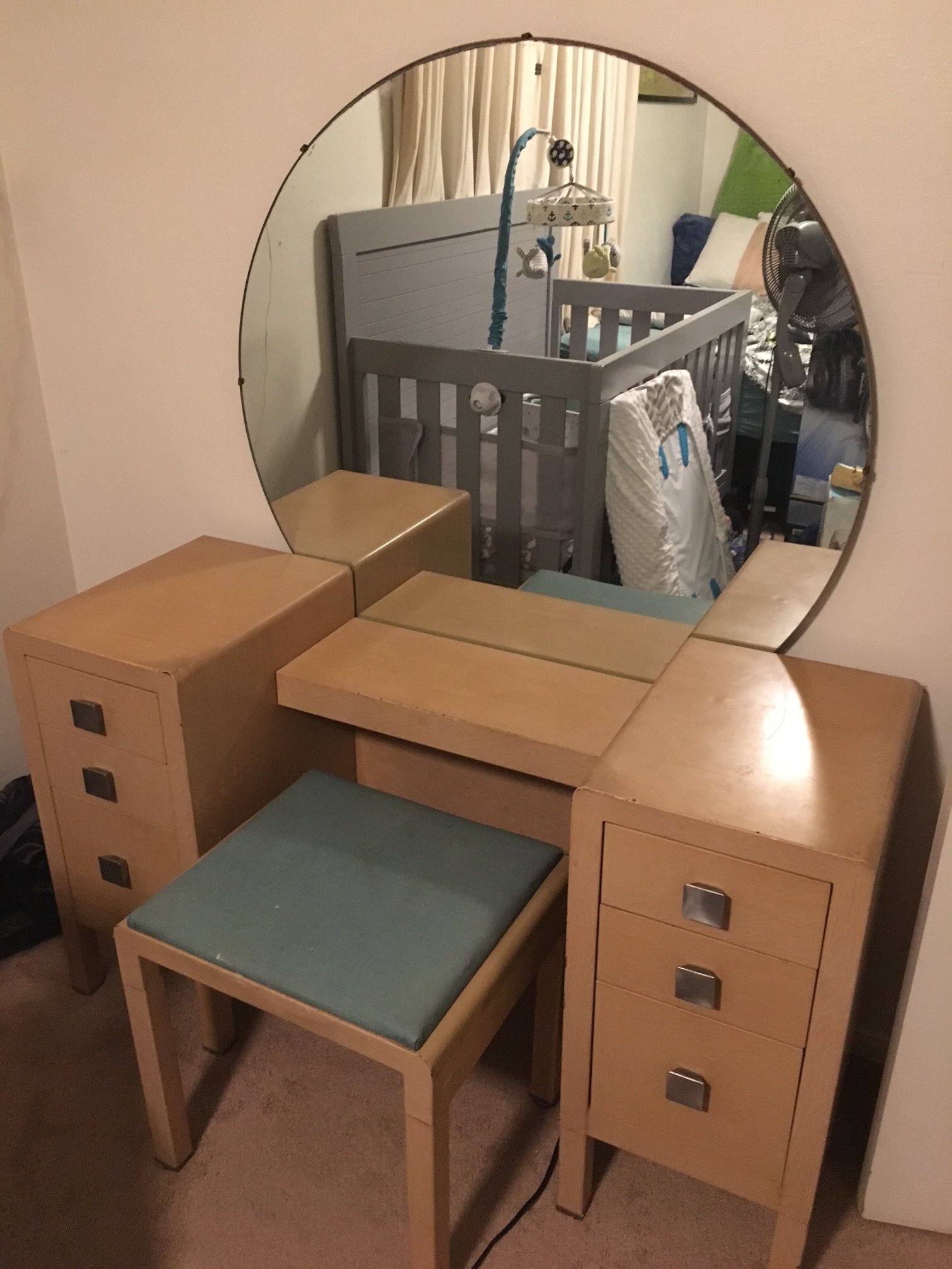 Old Simmons Furniture Metal Vanity Antiques Board