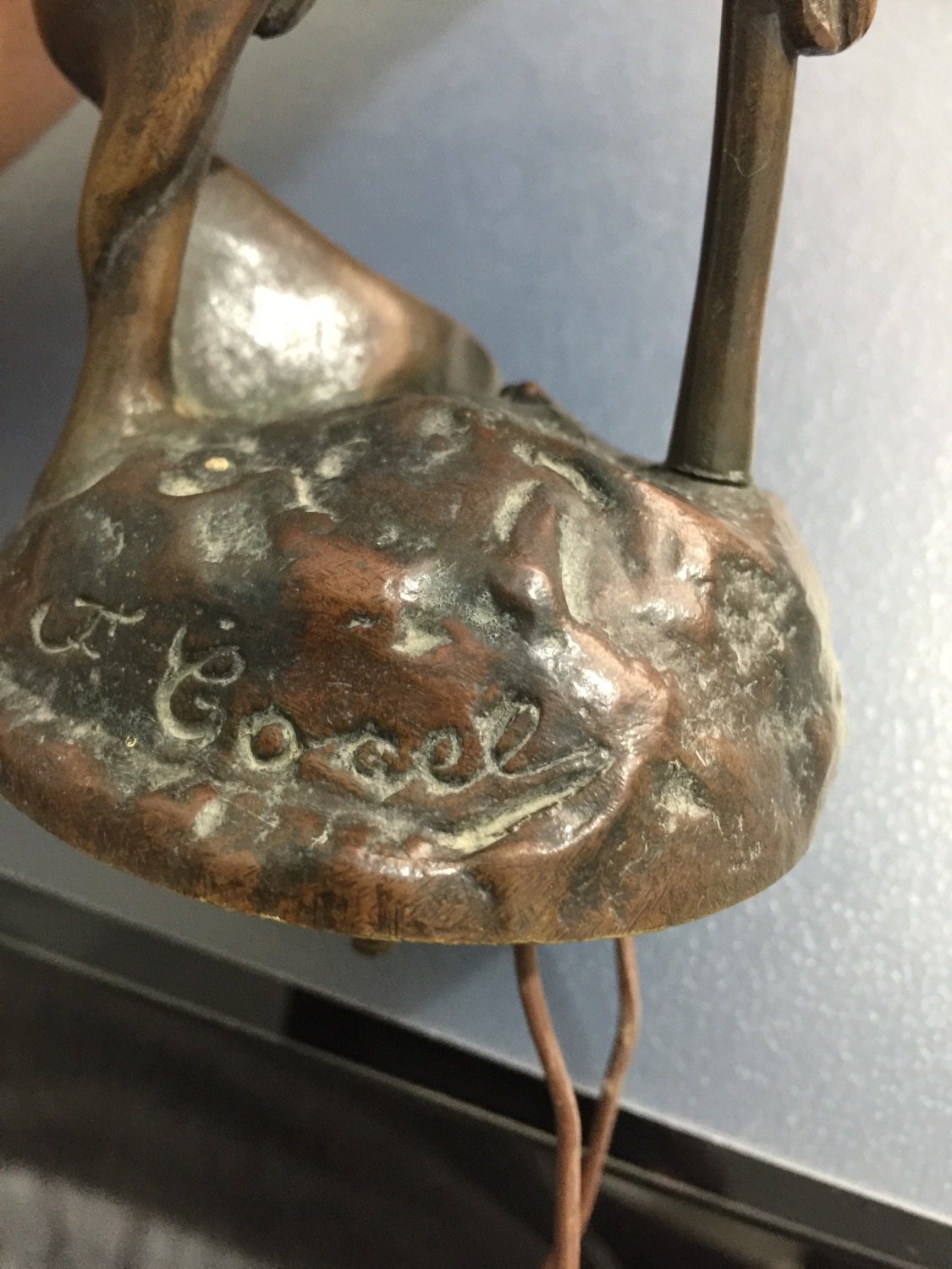 Help ID maker mark Bronze figural lamp Antiques Board