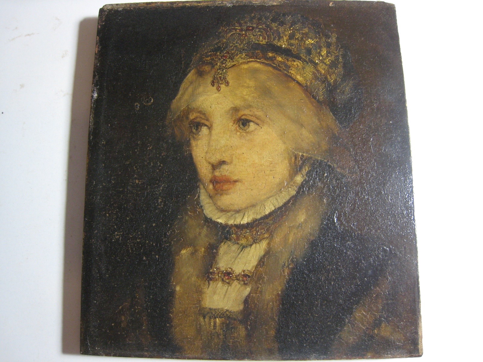 Old Oil Painting on Wood Panel Antiques Board
