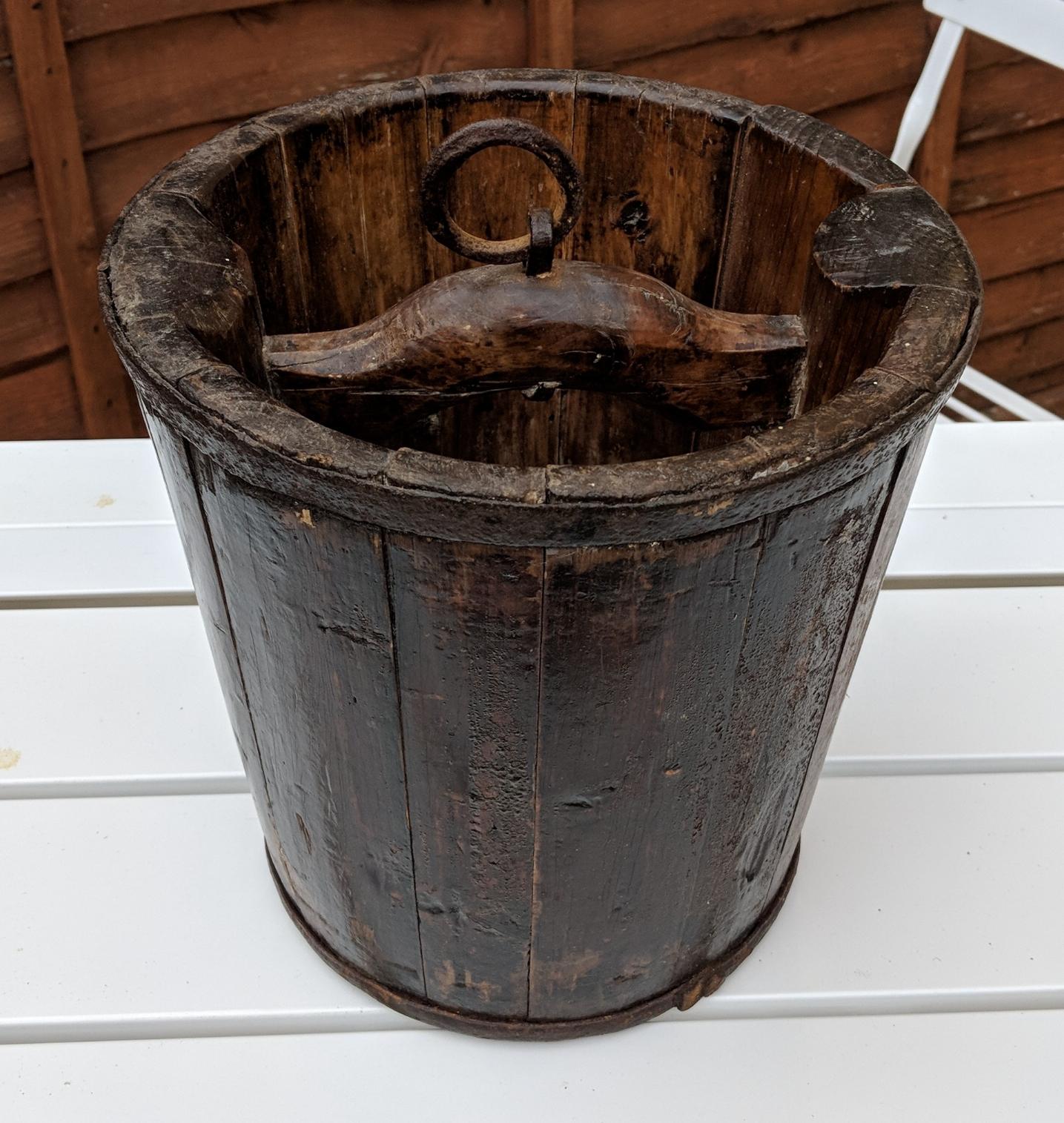 Wooden water bucketChinese? Antiques Board