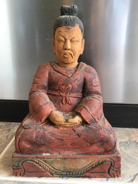 Asian Wood Carved Statue Antiques Board