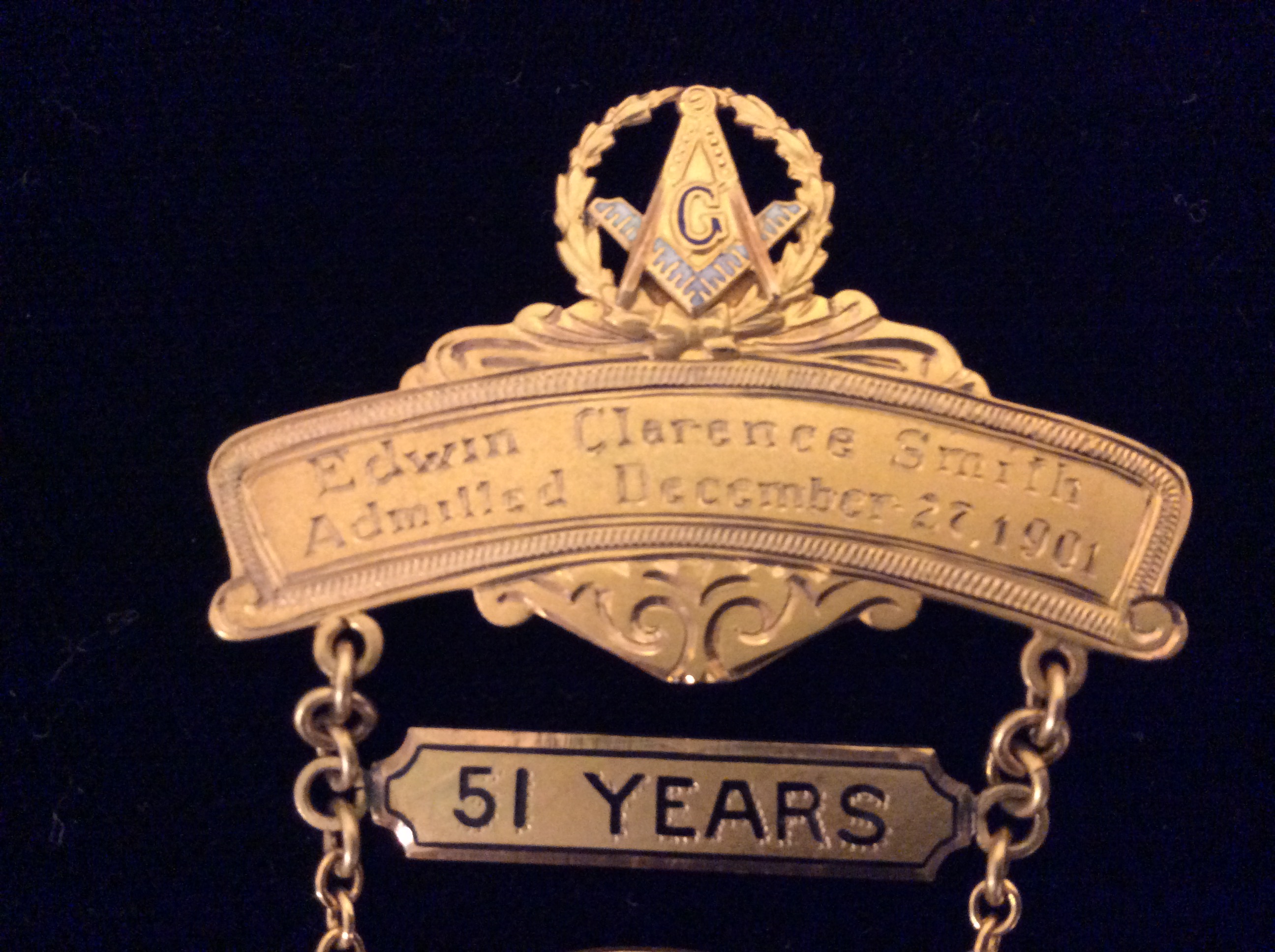 Masonic 51 Years Membership Medal Antiques Board