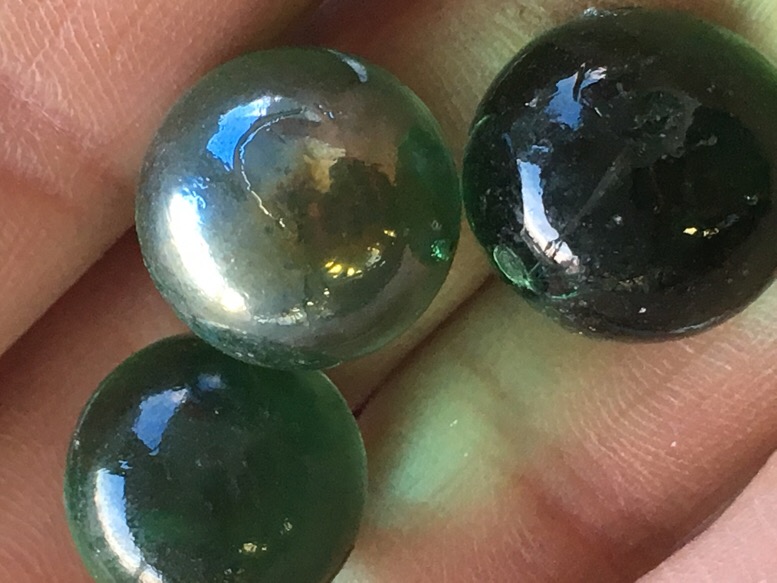 Green Glass Marbles Antiques Board