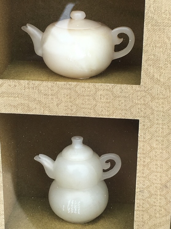 Framed Chinese Decorative Mini Carved Stone Teapots Antiques Board