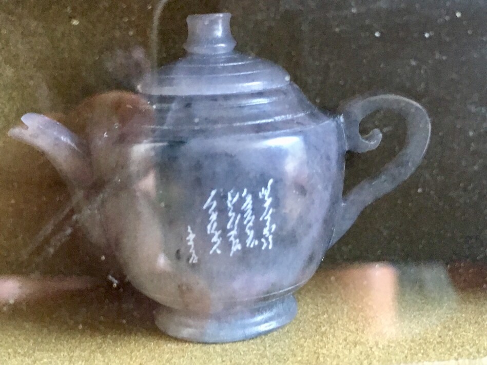 Framed Chinese Decorative Mini Carved Stone Teapots Antiques Board