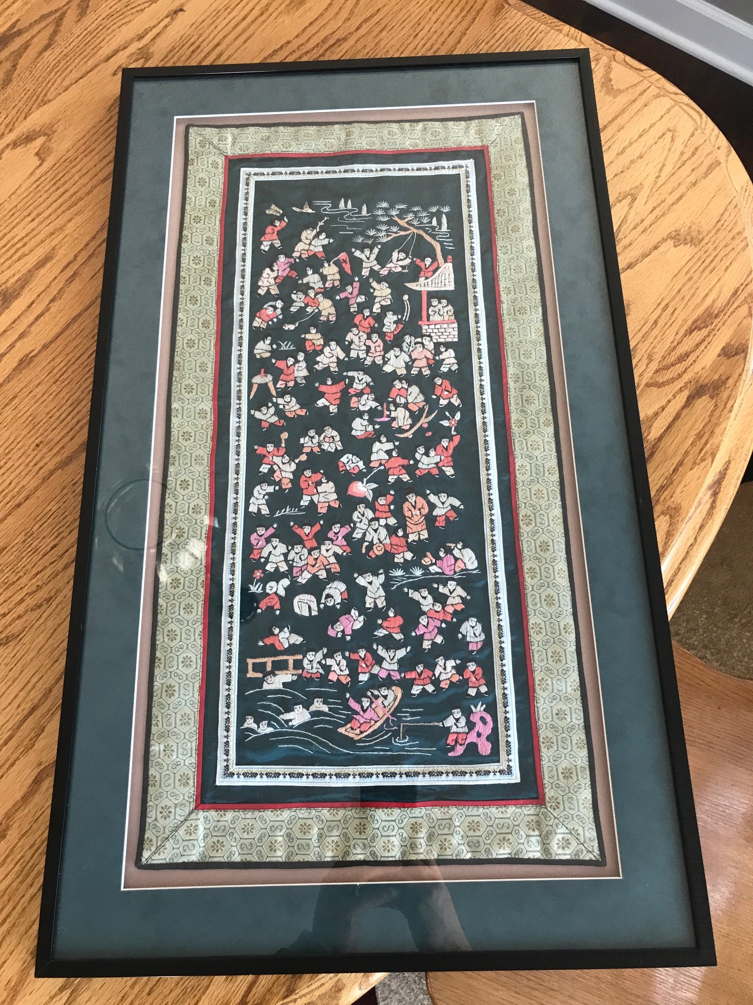 Chinese Silk Tapestry Antiques Board