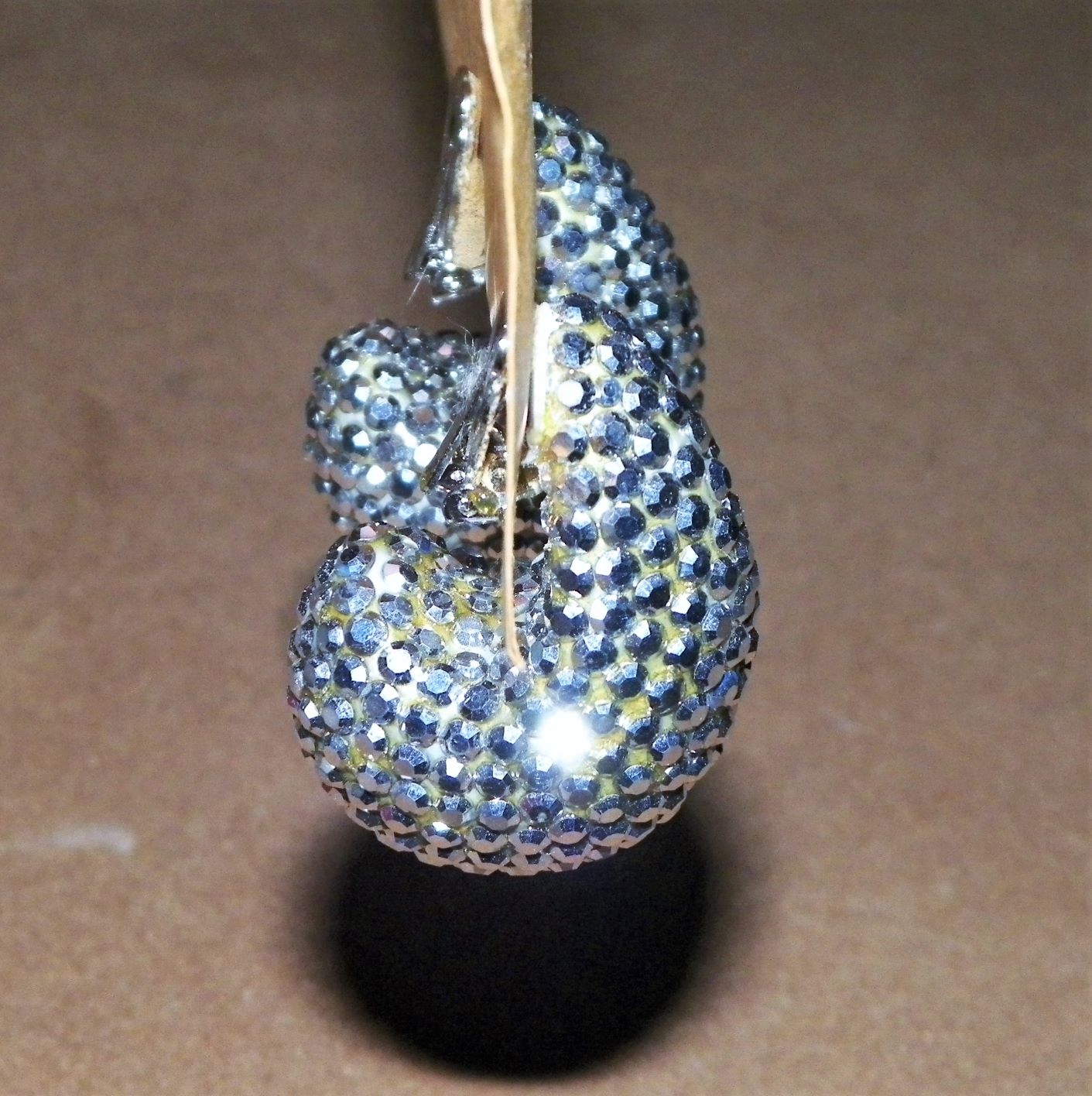 JEWELRY EARRINGS RICHARD MEER BLUE RHINESTONE J SHAPE 2BAAA.JPG