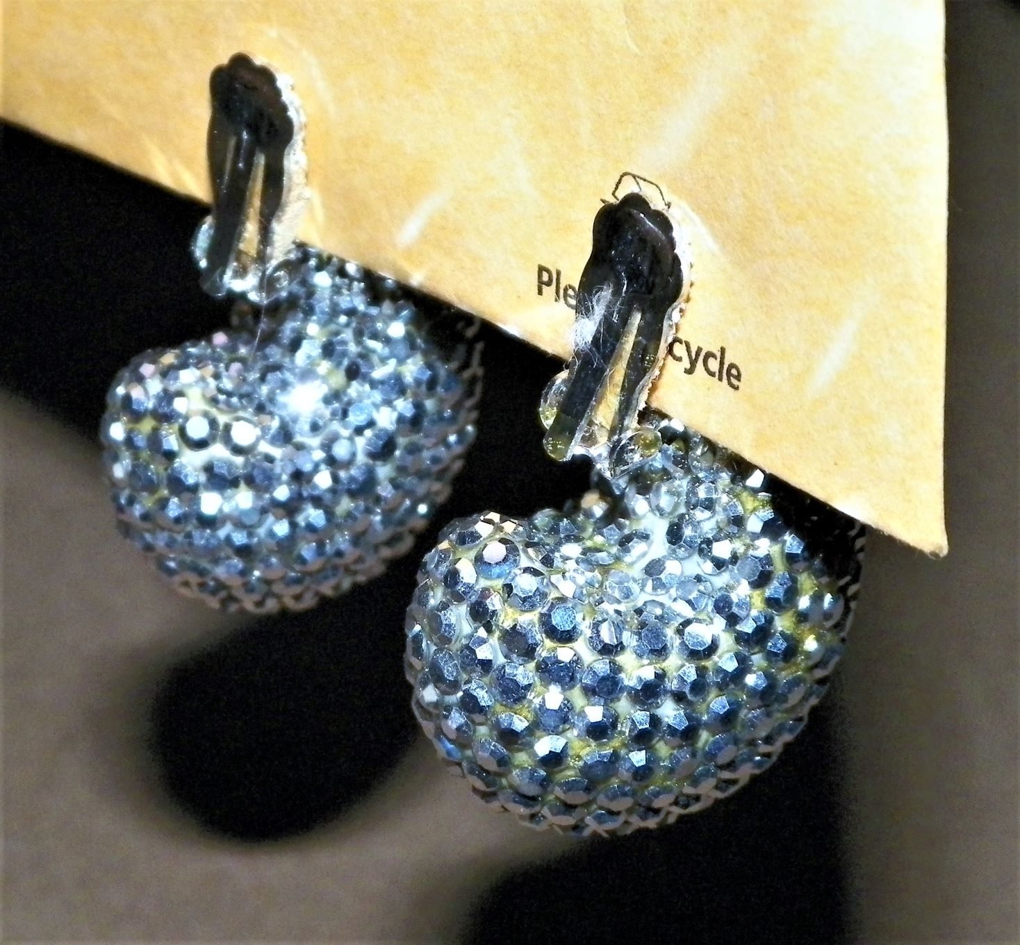 JEWELRY EARRINGS RICHARD MEER BLUE RHINESTONE J SHAPE 2CAA.JPG