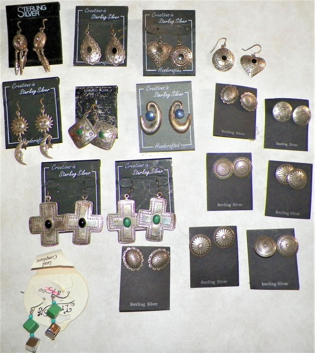 JEWELRY EARRINGS SILVER REMAING STERLING HANDCRAFTED EARRINGS 1AA.JPG