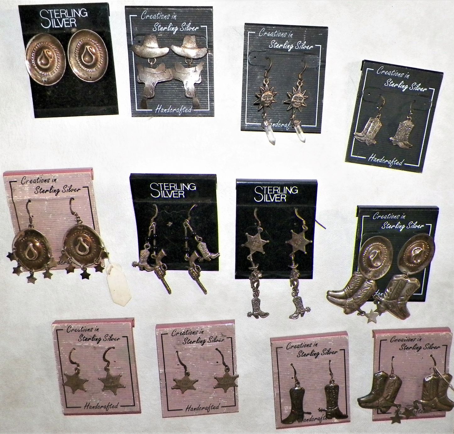 JEWELRY EARRINGS SILVER & WESTERN COWBOY STYLES 1AA.JPG
