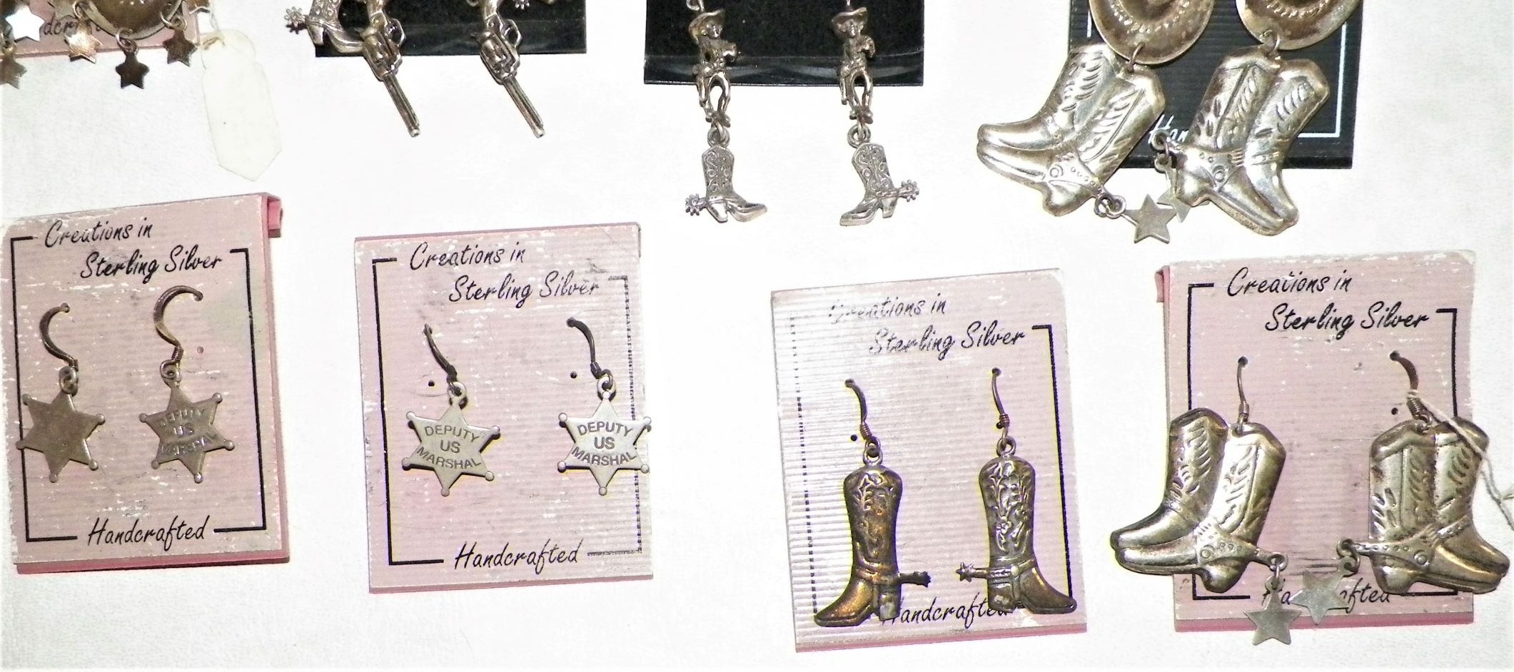 JEWELRY EARRINGS SILVER & WESTERN COWBOY STYLES 4AA.JPG