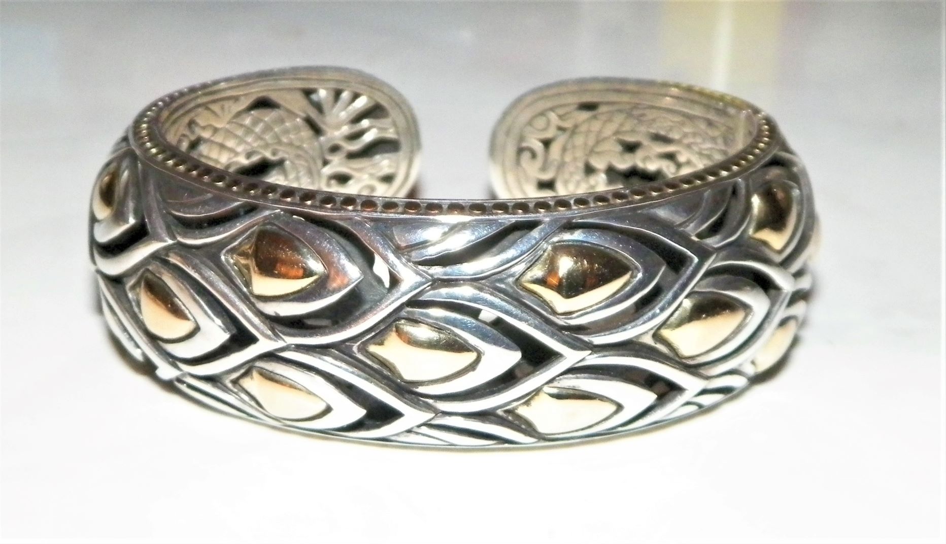JEWELRY GOLD & SILVER DOTS BRACELET HEAVY 1AA.JPG