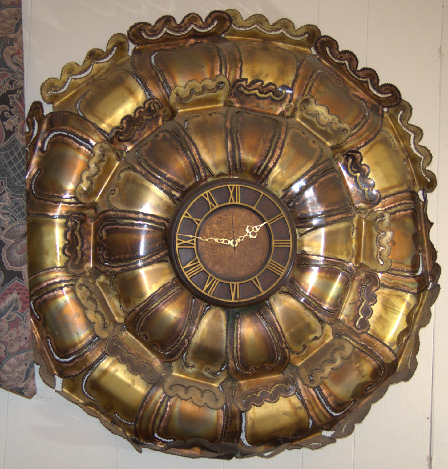 large round metal clock Antiques Board