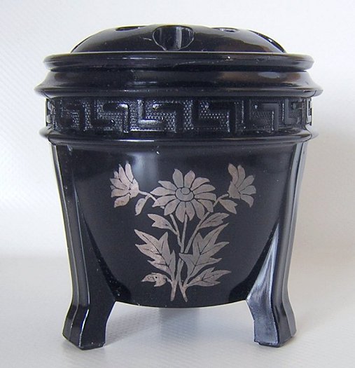 LESmithBlackGlassGreekKeySilverOverlayArtDecoPlanterFrog-b.jpg