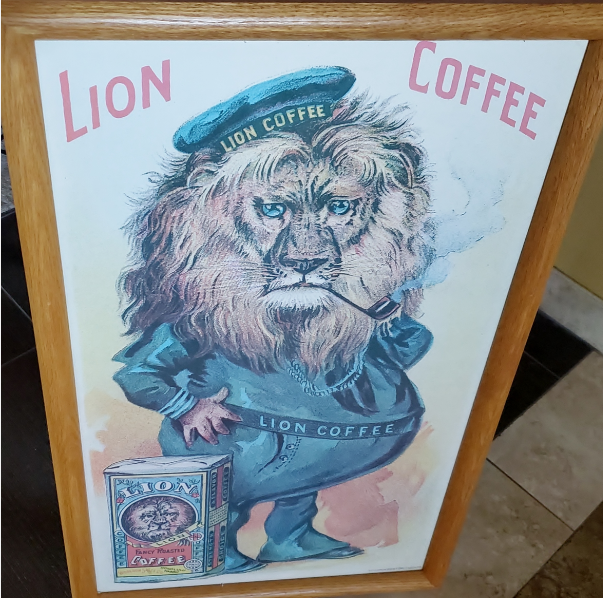 Lion Coffee framed art | Antiques Board