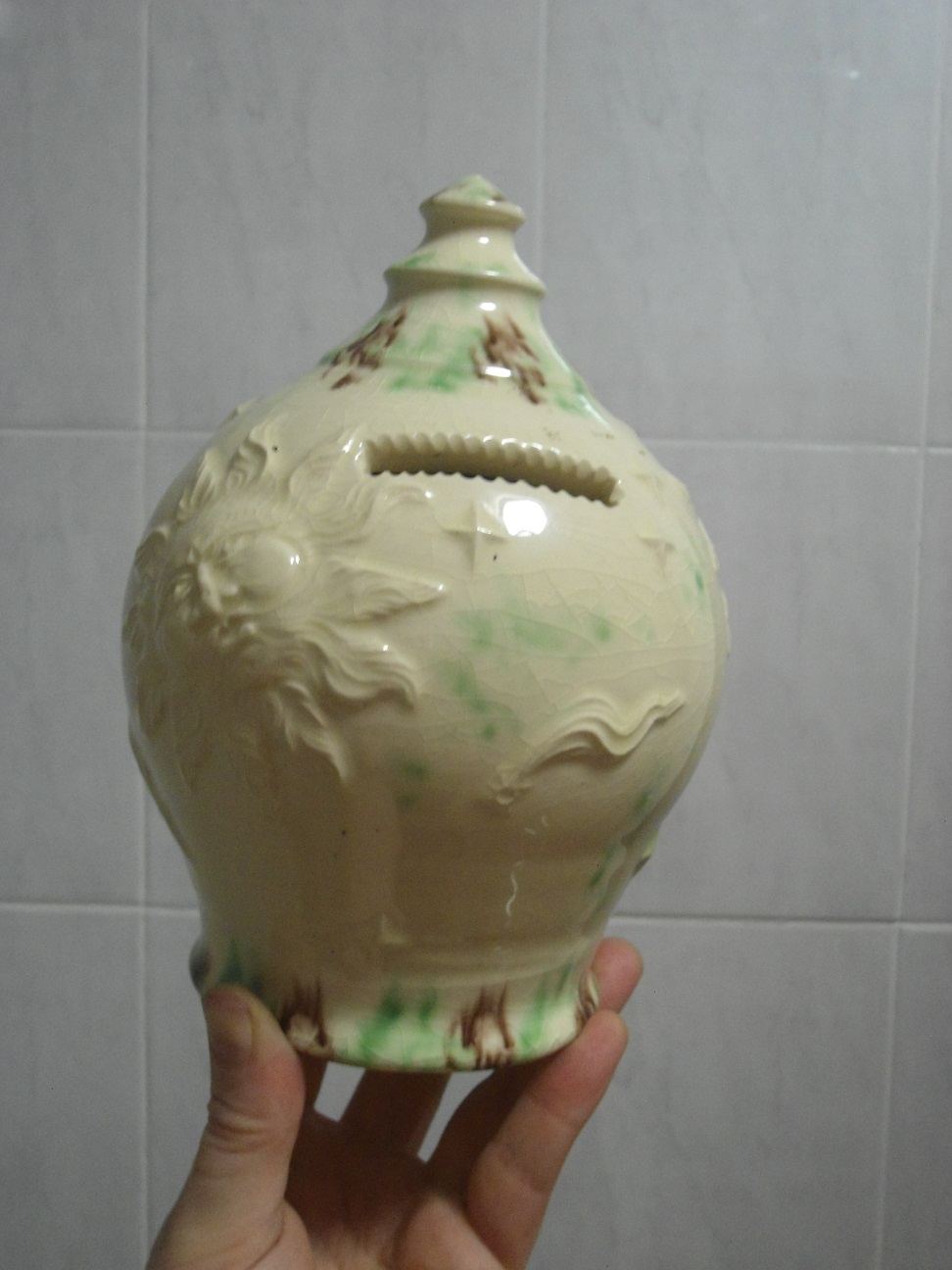 interesting old ? pottery money jar ? Antiques Board