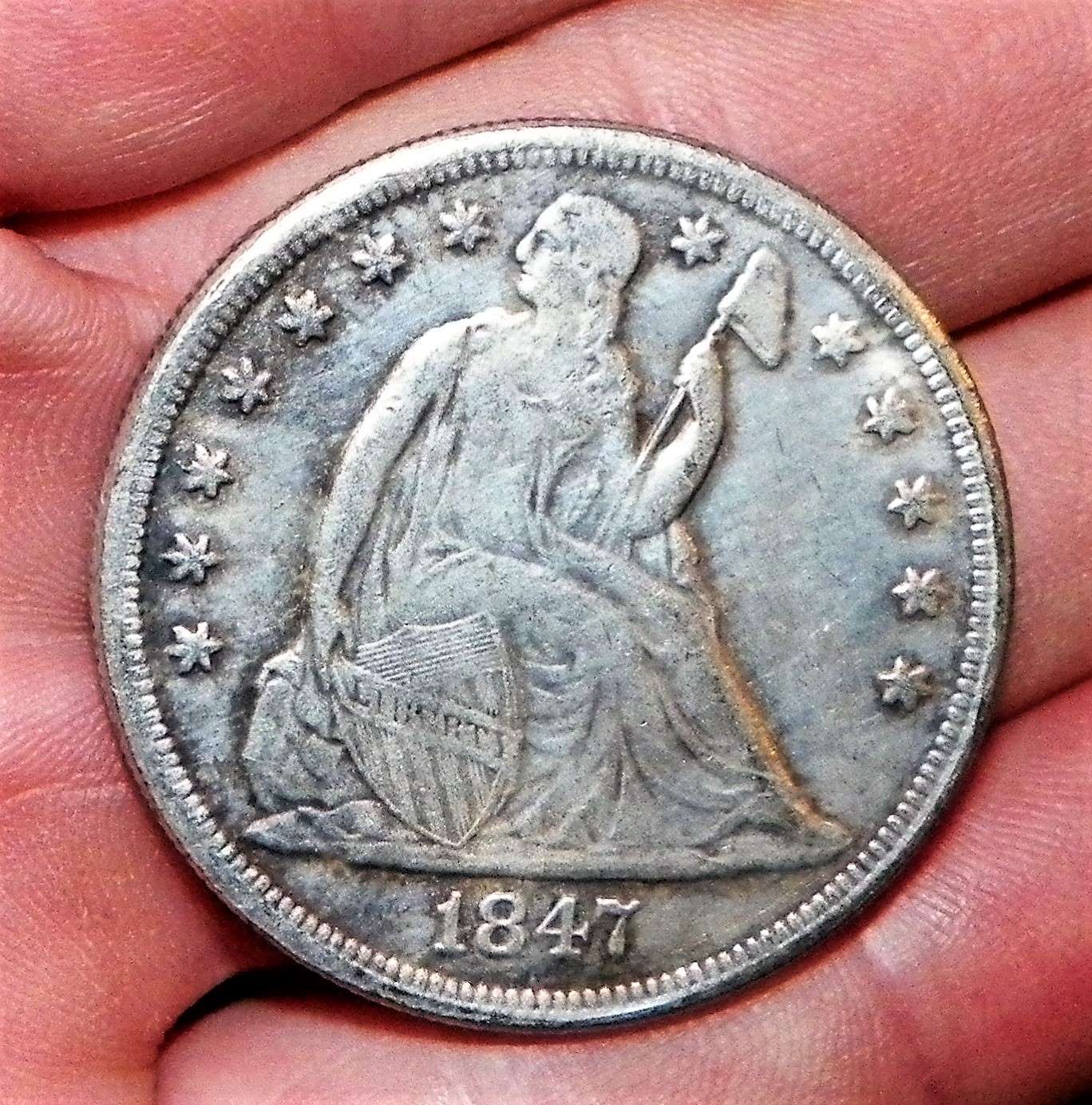 MONEY COIN 1847 DOLLAR SEATED LIBERTY 1AAZZZ.JPG
