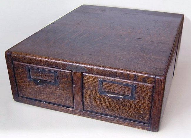 Oak Quarter Sawn Card File Desk Cabinet 2 Drawer Grand & Toy Office Furniture-a.jpg