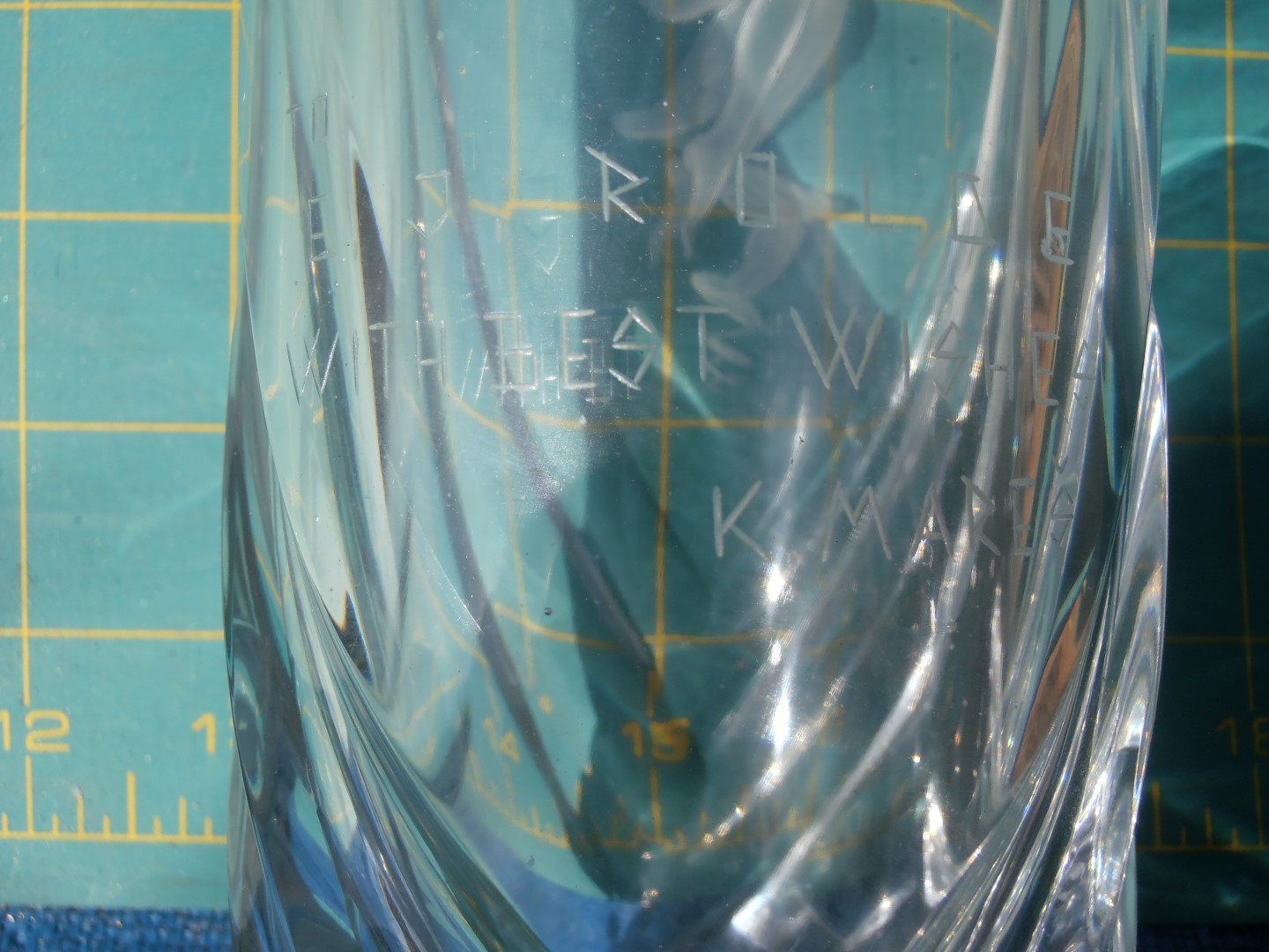 lead glass vase with figurine Antiques Board