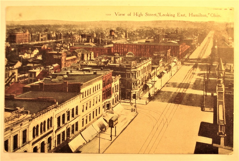 postcard hamilton ohio high stree looking east aerial.jpg