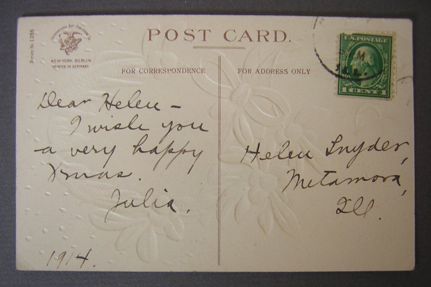 Postcard Optical Illusion International Art Publishing 1905 Christmas give away -b.jpg