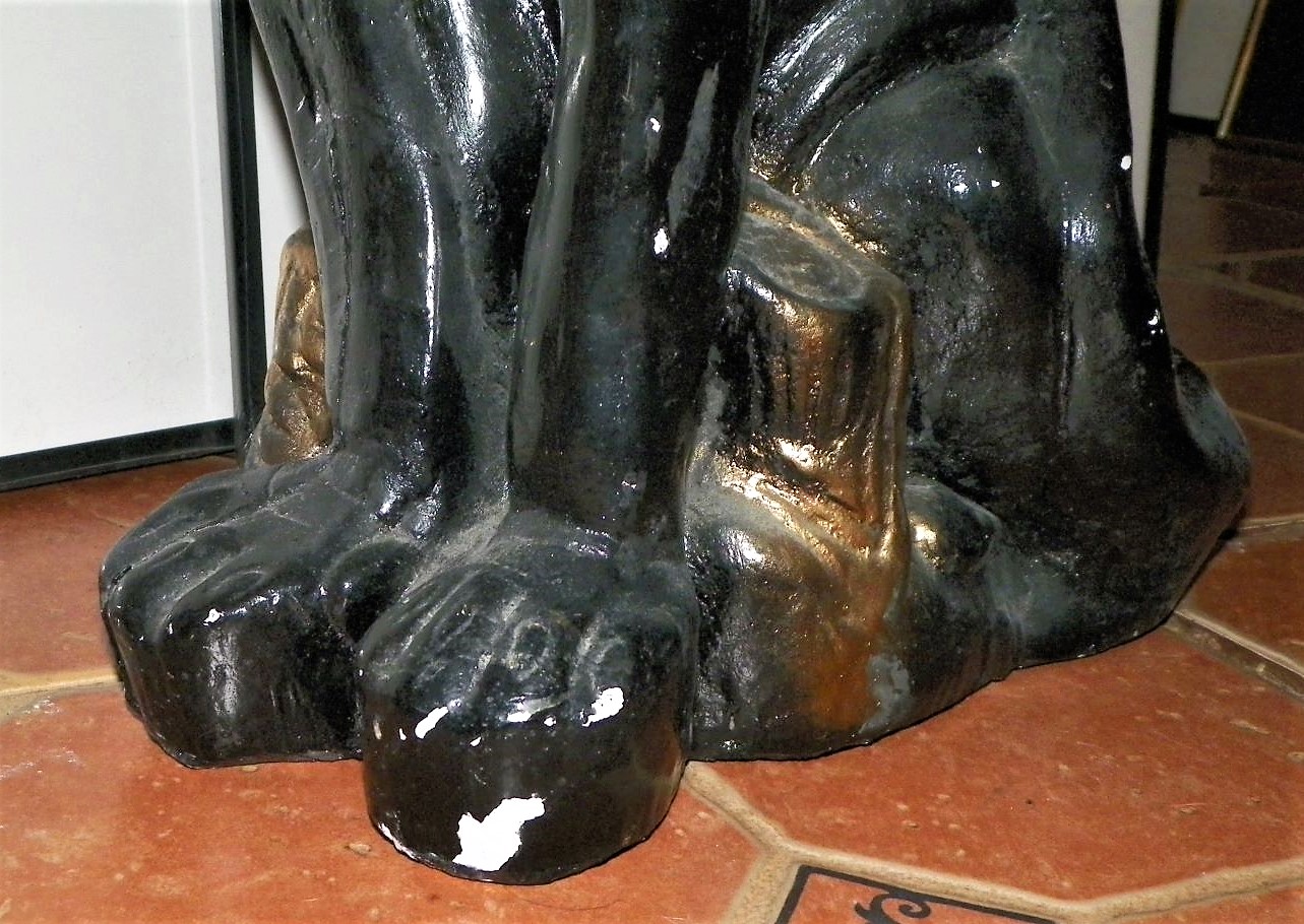 POTTERY CERAMIC BLACK PANTHER STATUE 5AA (2).JPG