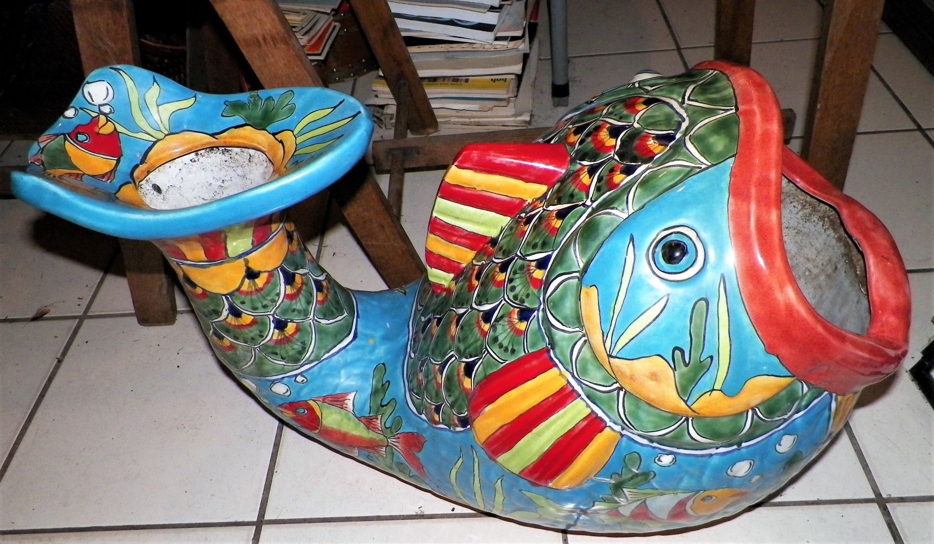 POTTERY FISH PLANTER TALAVERA MEXICO 1AAA.JPG
