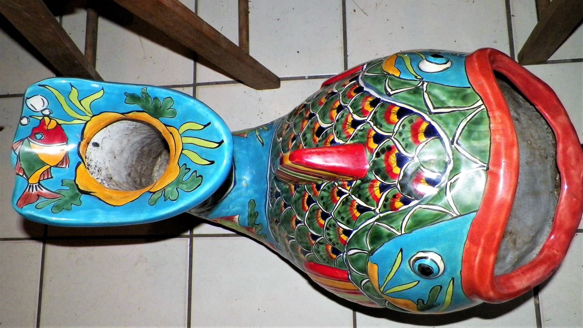 POTTERY FISH PLANTER TALAVERA MEXICO 2AA.JPG