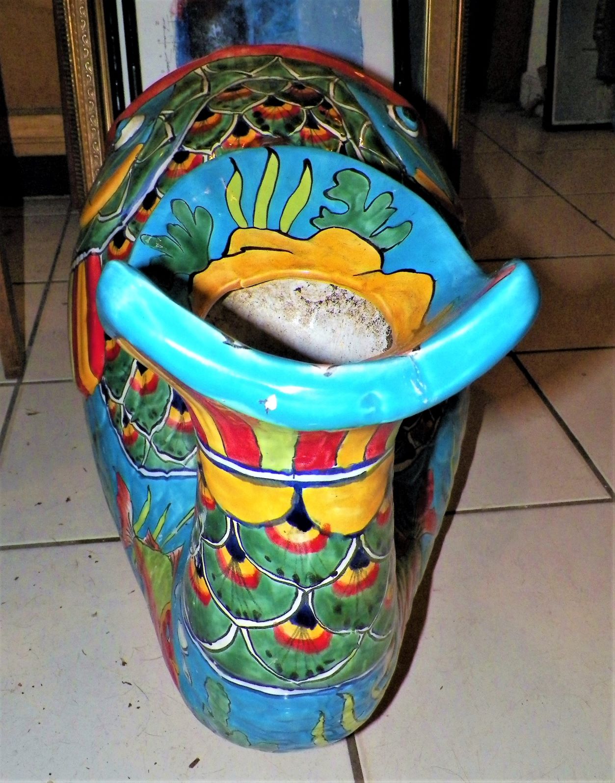 POTTERY FISH PLANTER TALAVERA MEXICO 5BAAA.JPG