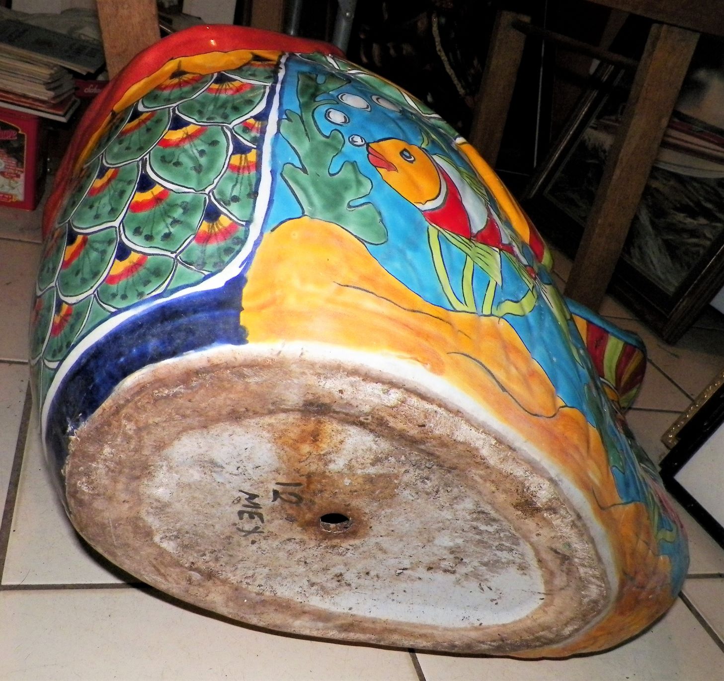POTTERY FISH PLANTER TALAVERA MEXICO 9AA.JPG