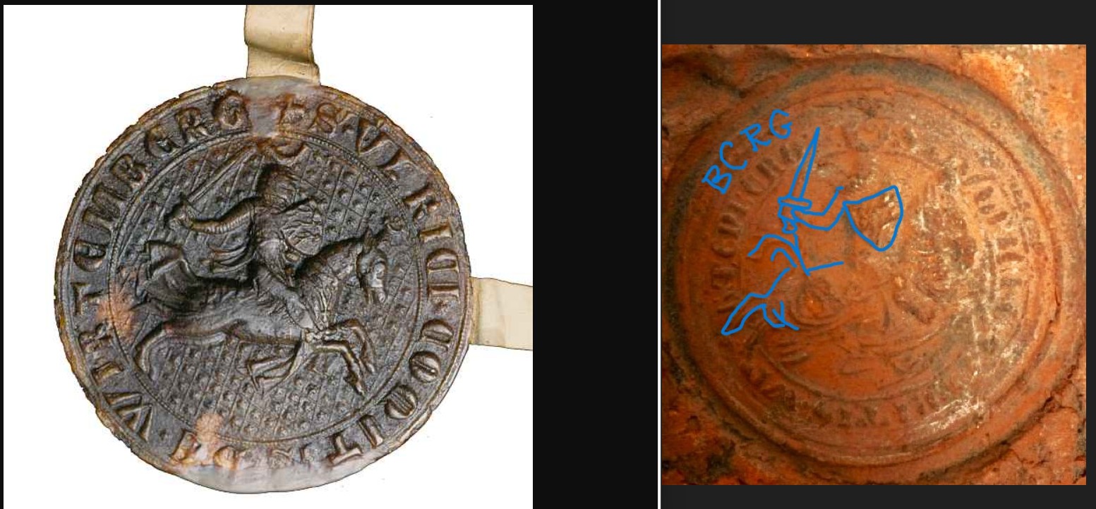 RELIGOUS BRICK - Equestrian seal of Ulrich III, Count of Württemberg - COMPARISON.jpg