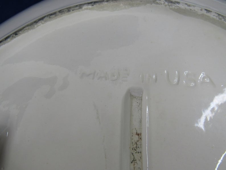 Rooster Serving Platter Oval Turkey Plate Large 17 Vintage Made in USA mystery.jpg