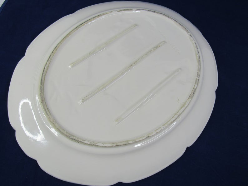Rooster Serving Platter Oval Turkey Plate Large 17 Vintage Made in USA mystery_37gi.jpg