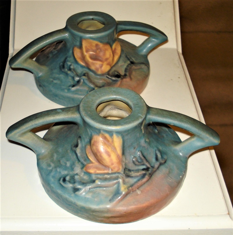 roseville magnolia candleholders.jpg