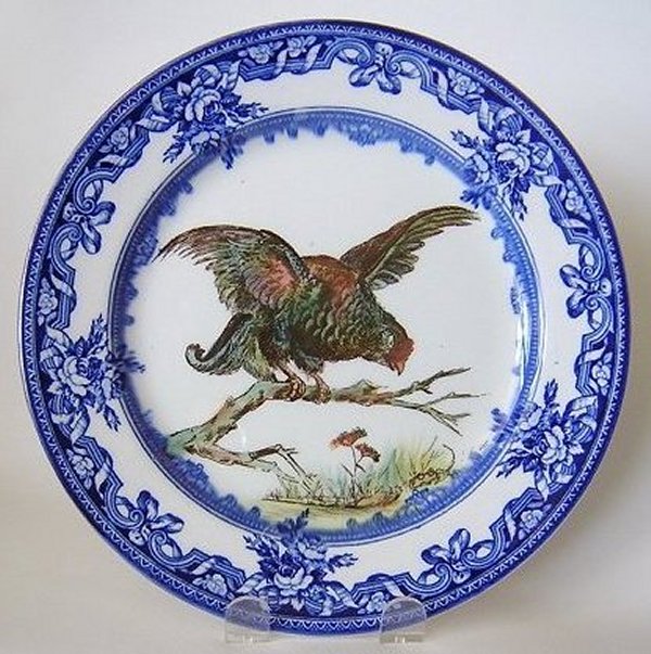 Roya Doulton Pheasant Plate Provence Blue Trasfer-a.jpg