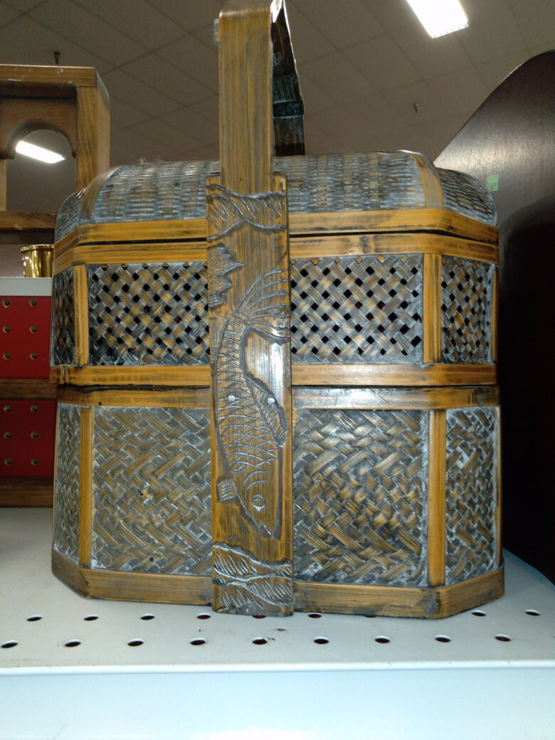 Vintage Chinese Rattan Food Basket Antiques Board